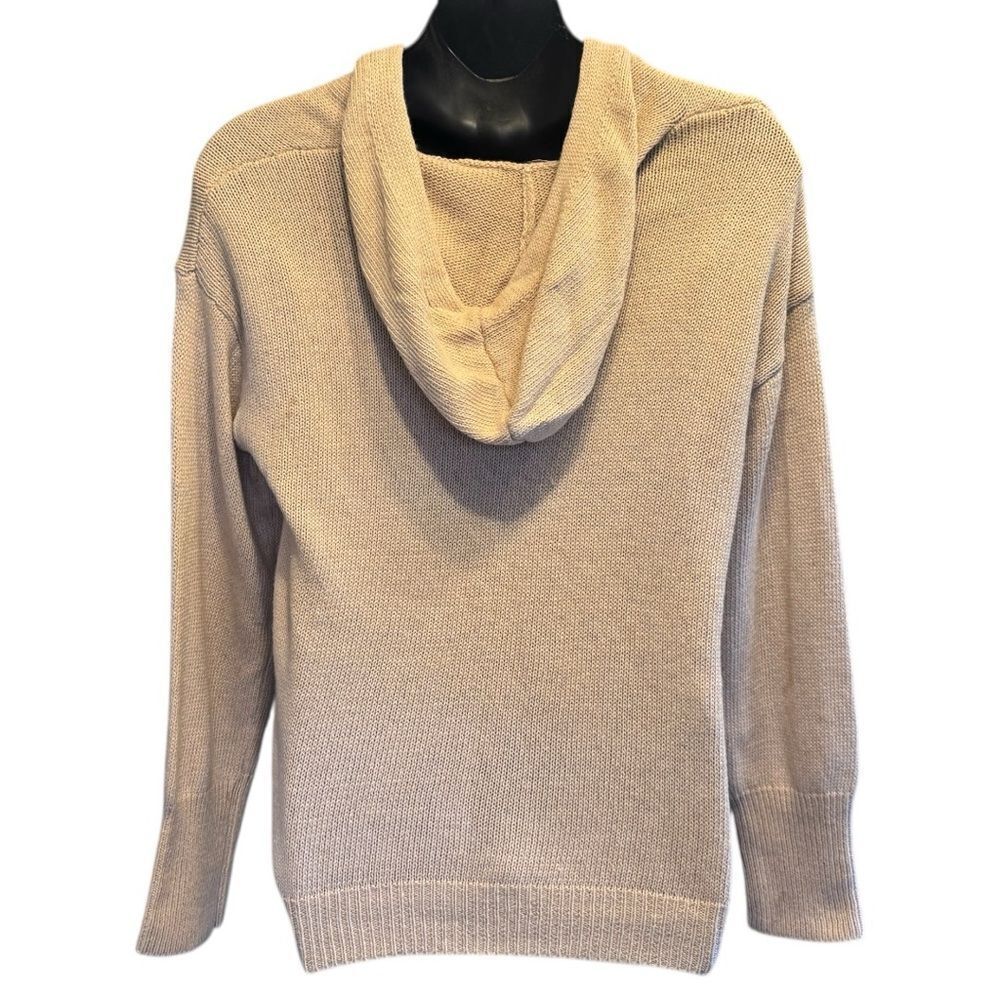 Tan Button-Down Long Sleeve Hooded Sweater NWT - Woven Right - Picture 10 of 12